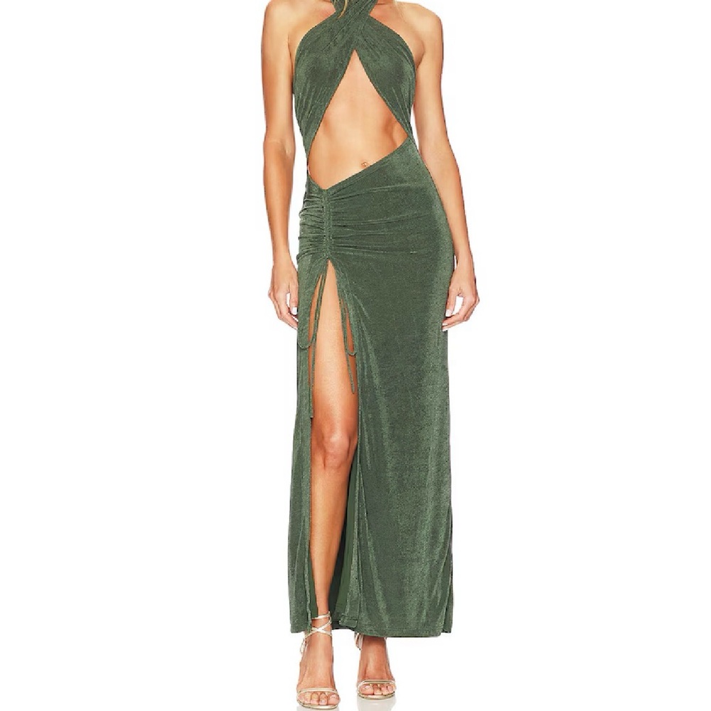 Superdown Forest Green Backless Dress